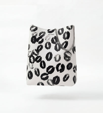 Black Lipstick Kiss Tote Bag