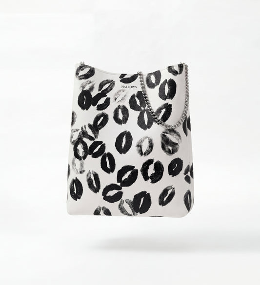 Black Lipstick Kiss Tote Bag