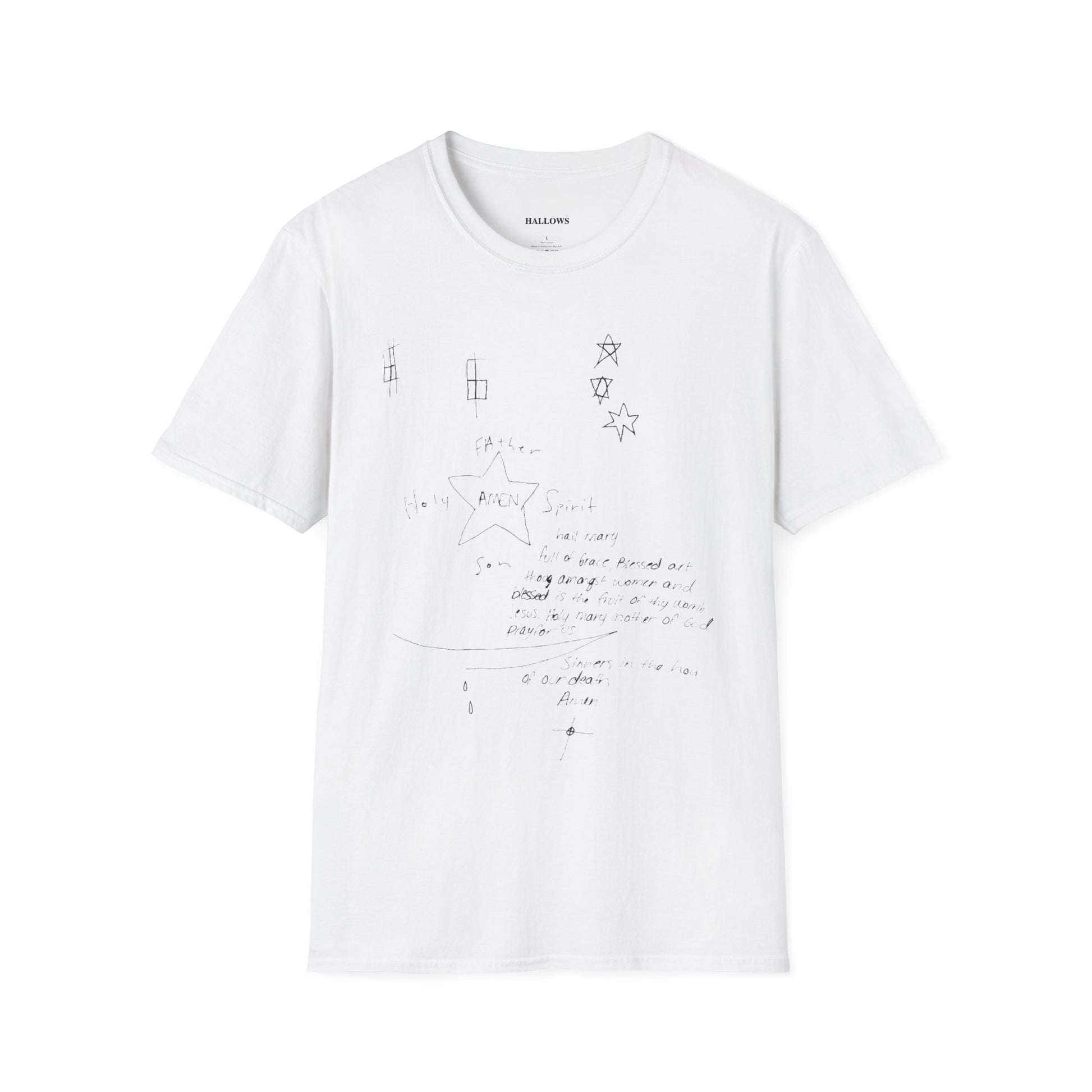 hallows t-shirt amen white