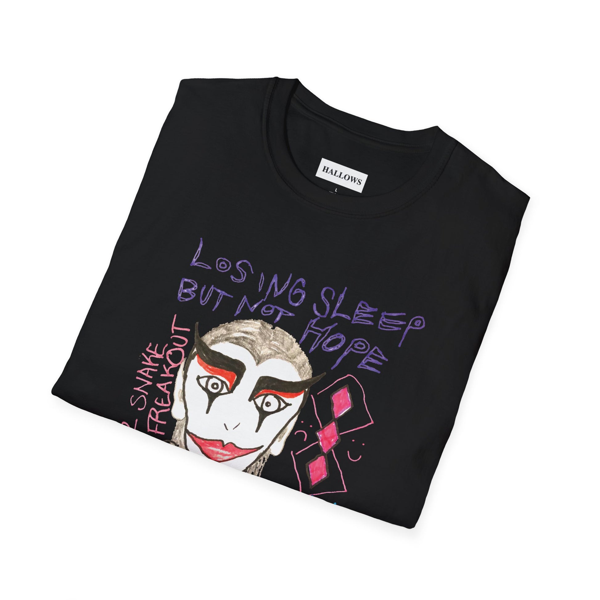 hallows_t-shirt_losing sleep not hope black front