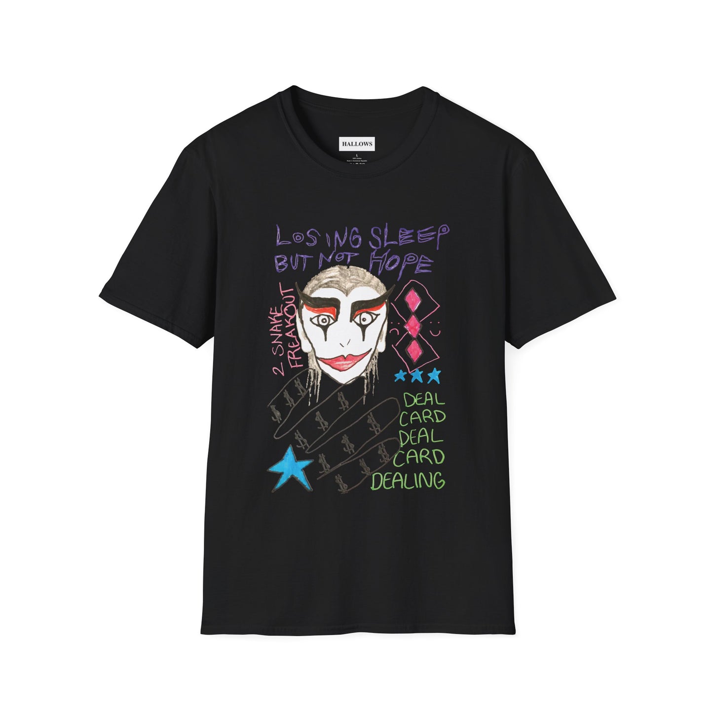 hallows_t-shirt_losing sleep not hope black front logo