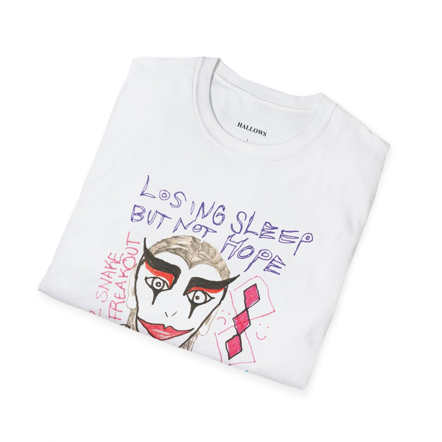 hallows_t-shirt_losing sleep not hope white front