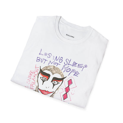 hallows_t-shirt_losing sleep not hope white front