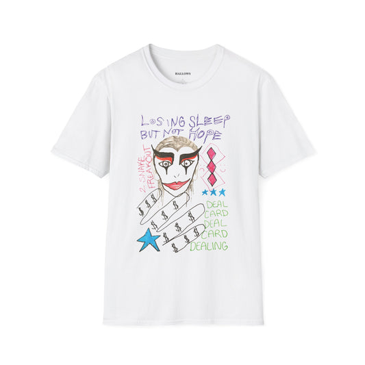 hallows_t-shirt_losing sleep not hope white front logo